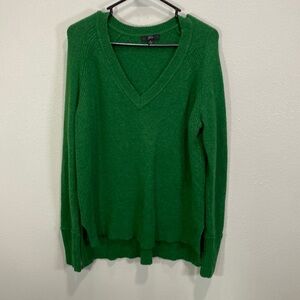 J crew green v‎ neck sweater wool alpaca